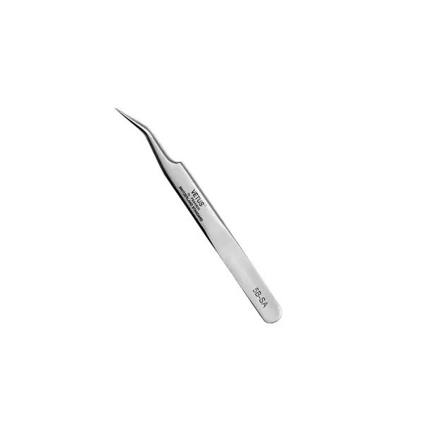Vetus Strong Curved Tweezers For Eyelash Extensions - 6A-SA Model For Volume Lashes